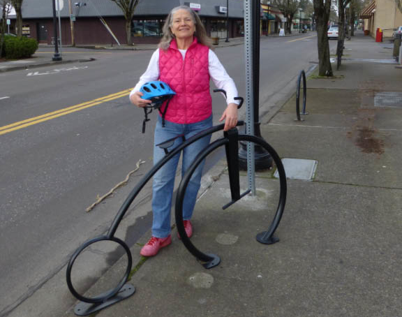 Photo of Carla Piluso with the Bike Rack