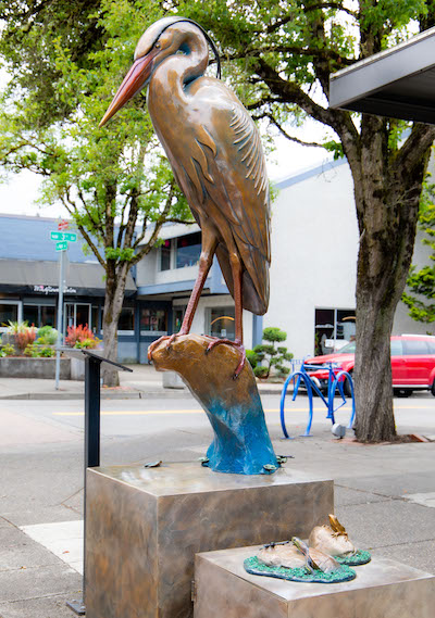 Blue the heron statue