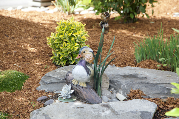 Statue of a mandarin duck.